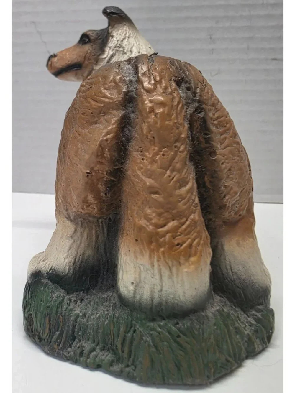 Vintage Rough Collie Dog Wax Candle Hand Painted Textured 4.5